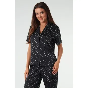 Dámské noční prádlo Dámské pyžamo Italian Fashion Ria - dlouhé nohavice Černo-bílá S