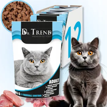 Krmivo pro kočku DR. TREND mokré krmivo pro kočky Hairball pro odstranění chlupů kapsička 85 g