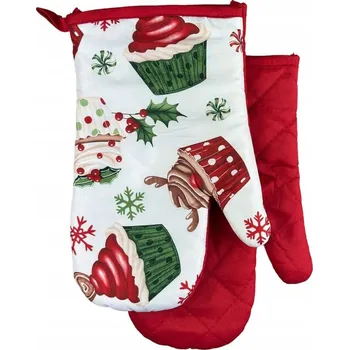 Chňapka Kuchyňské chňapky s magnetem Vánoční Cupcakes Červené 2 ks