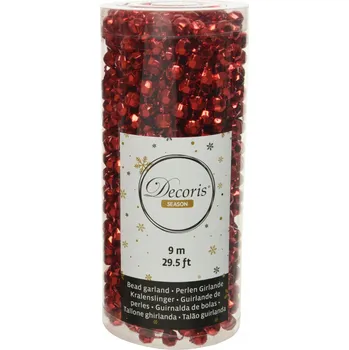 Vánoční dekorace Girlanda z korálků s červenou šňůrou a řetězem 9 m