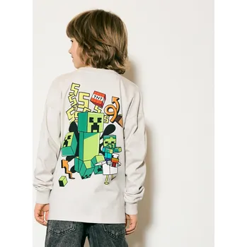 Chlapecké tričko Reserved - Tričko Minecraft s&nbsp;dlouhými rukávy - světle šedá - 015HS-09X - 015HS-09X-152
