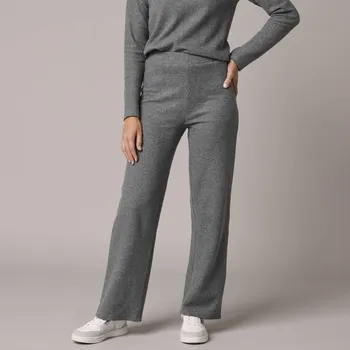 Dámské kalhoty Široké kalhoty s pružným pasem, z česaného úpletu antracitový melír 38/40