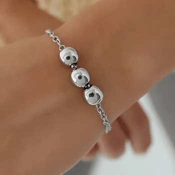 Náramek Elegantní náramek s kuličkami „Silver Harmony“ z chirurgické oceli č. 1918