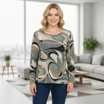 Dámské tričko Teplé dámské triko zelené N2482