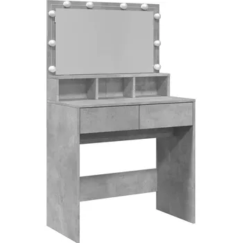 Toaletní stolek Toaletní Stolek se zrcadlem a LED osvětlením, Materiál na bázi dřeva, Sklo, S