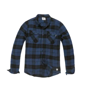 Košile Sem Flannel Vintage Industries kostkovaná - Modrá kobalt Velikost: L