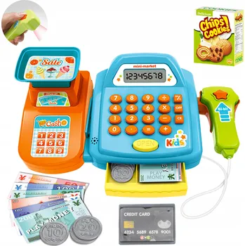 Hra na obchod Fiskální pokladna Matadi s váhou a kalkulačkou, vícebarevná plastová
