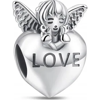Přívěsek Přívěsek STŘÍBRO 925 Charms Korálek Srdce Andílek