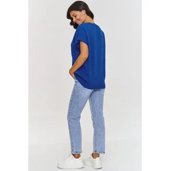 Dámská móda Dámský svetr Makadamia S157 modrý Modrá One size