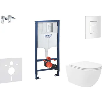 Klozet GROHE - Rapid SL Set předstěnové instalace, klozetu Oudee Vortex a sedátka softclose, tlačítko Skate Cosmopolitan, alpská bílá SANI11BA3110