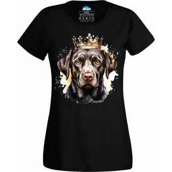 Dámské tričko Dámské tričko Král Labradorů (Velikost: 3XL, Barva: Černá)