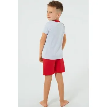 Chlapecké pyžamo Italian Fashion Junák - krátké bavlněné Šedo-červená 14 let
