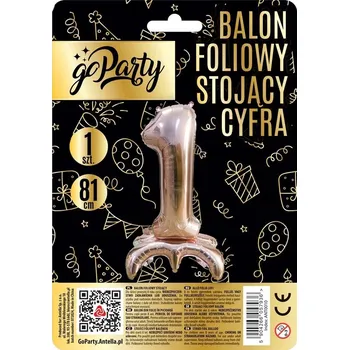 Balónek Fóliový balónek 81 cm - Stojící ČÍSLICE 1 - Růžovo-zlatý - 1 kus GOPARTY