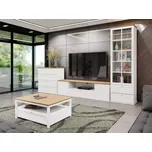 Sestava nábytku do obývacího pokoje Fritkit II, Barva dřeva: bílá/bílá + dub lefkas 5903211347436