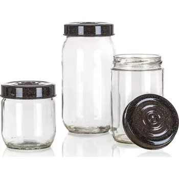 Dóza na potraviny Skleněné dózy LINZI 3 ks, žulové víčko