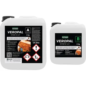 Průmyslové lepidlo Synpo Veropal WSB E-LV – epoxidová stabilizační pryskyřice na dřevo | pro vakuum i bez vakuové komory, čirá, řídká Balení: 1,4kg