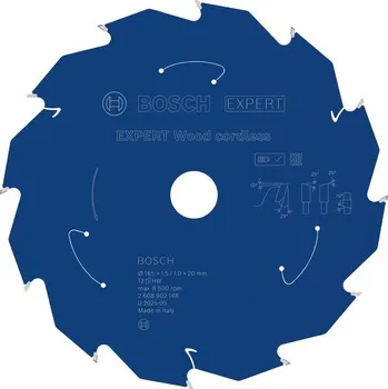 Pilový kotouč BOSCH Pilový kotouč EXPERT Wood cordless, 165 × 1,5/1 × 20 mm, T12 (2.608.902.148)