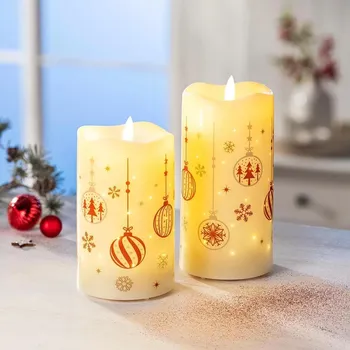Vánoce LED voskové svíčky Vánoční čas, sada 2 ks bílá