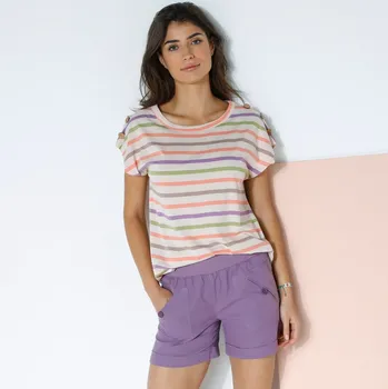 Dámské tričko Pruhované tričko s kokosovými knoflíky na ramenou béžová/vícebarevná 42/44