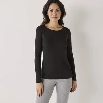 Termo tričko Thermoperle s kulatým výstřihem a dlouhými rukávy černá 50