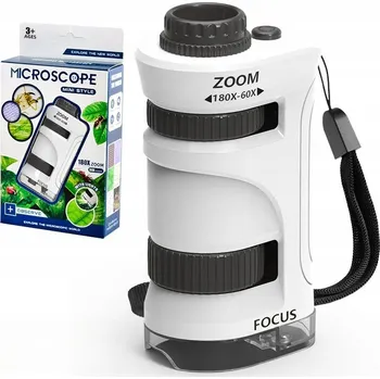 Přenosný Mikroskop pro Děti s Zoomem 60x-180x, STEM Hračky a Vědecké Hračky