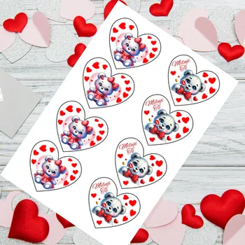 Jedlá dekorace na dort Zamilované srdíčko "Méďové" srdce klasika (VYŘEZÁNO)