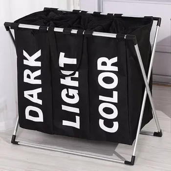 Koš na prádlo Trojitý koš na prádlo – černý