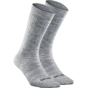 Pánské ponožky QUECHUA Turistické polovysoké hřejivé ponožky SH 100 2 páry 43/46 ŠEDÁ