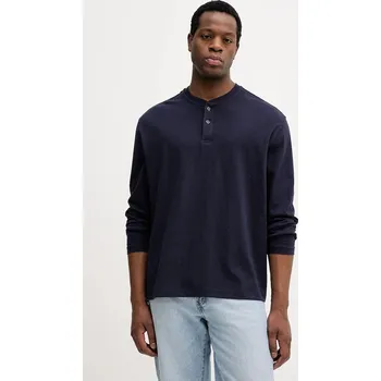 Pánské tričko Bavlněné tričko s dlouhým rukávem United Colors of Benetton 3L6PU10B6 námořnická modř 59X, vel. M