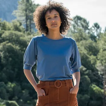 Dámské tričko Široké tričko s nadýchanými rukávy modrá 46/48