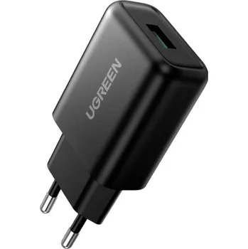 vypínač a zásuvka UGREEN 70273 nabíjecí adaptér, USB-A zásuvka, 18 W, černá