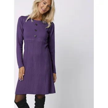 Dámské šaty Pulovrové šaty s knoflíky tmavě fialová 46/48