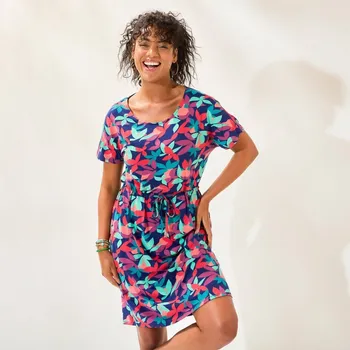 Dámské šaty Krátké šaty s potiskem listů nám.modrá/tyrkysová 42/44