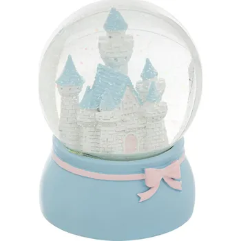 Vánoční dekorace Atmosphera Sněhová koule pohádkový hrad 10 cm modrá