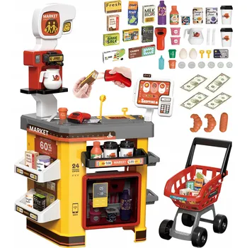 Hra na obchod Supermarket obchod lednička s párou WiFi otočný košík pokladna na klíč Matadi