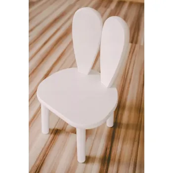 Jídelní židlička Bílá dřevěná židlička pro děti - králíček
