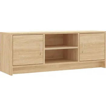 Televizní stolek TV stolek z dřevotřísky, 4 přihrádky, dub sonoma, 102x30x37,5 cm