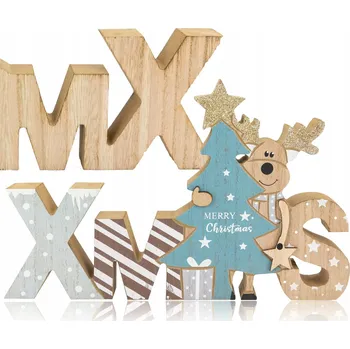 Obraz DEKORATIVNÍ DŘEVĚNÝ NÁPIS VÁNOČNÍ STOJÍCÍ DEKORACE