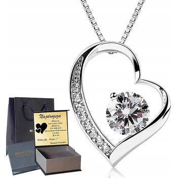 Náhrdelník Stříbrný náhrdelník 925 se zirkonem ve tvaru srdce šedý 45 cm