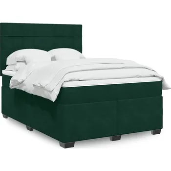 Postel vidaXL Box spring postel s matrací 160x200 cm samet [3290955] Barva: Tmavě zelená