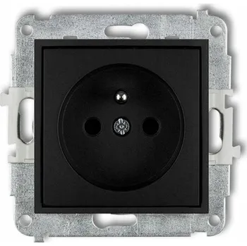 Elektrická zásuvka Karlik Mini zásuvka jednoduchá s uzemněním černá s clonkami