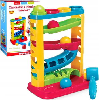 Hračka pro nejmenší Skluzavka s míčky a kladívkem Smily Play SP82932 interaktivní třídička