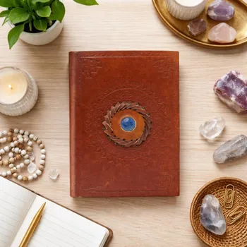 Zápisník Zápisník kožený - Mandala s Lapisem lazuli