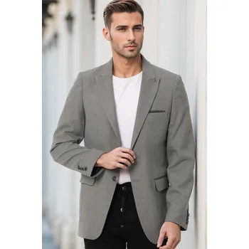 Pánské sako světle šedé dewberry černá | bílá | šedá 3518022