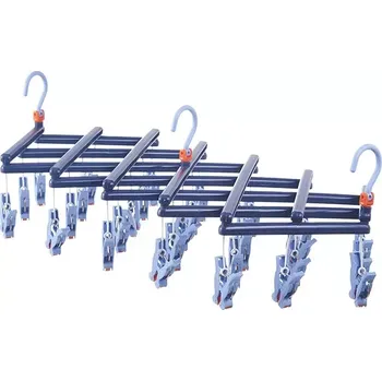 Věšák skládací věšák na prádlo s kolíčky, 29 klipsů, tmavě modrý