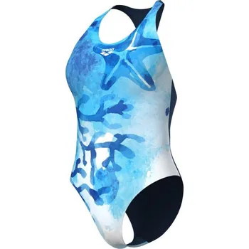 Dámské oblečení Arena Seafloor Swimsuit Y Back Navy/Turquoise Multi XL - UK38