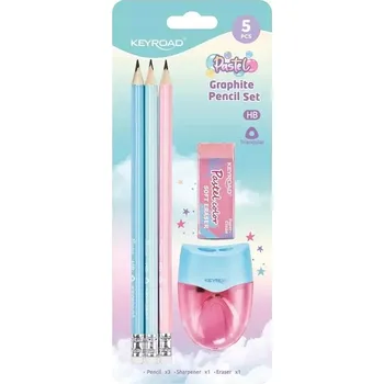 Vrták Školní sada KEYROAD Pastel 5 dílů blister mix barev