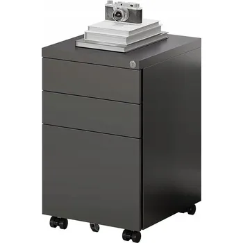 Zásuvkový kontejner Kancelářský kontejner na kolečkách, 3 zásuvky se zámkem, skříňka pod stůl, černá