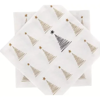 Stolování Papírové sváteční ubrousky s motivem stromku, 3vrstvé, 33 × 33 cm, 20 ks