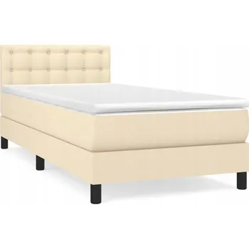 Postel Kontinentální postel krémová 193 x 90 x 78/88 cm s matrací 90 x 190 x 20 cm
